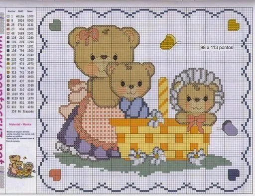 Punto Cruz: Tiernos ositos en punto cruz - Aprende punto cruz Punto Cruz: Tiernos ositos en punto cruz - Aprende punto cruz