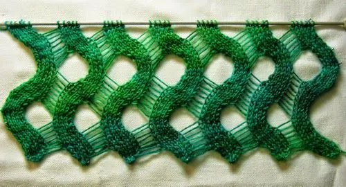 Punto ondas calado con dos agujas - paso a paso | Crochet y dos ...