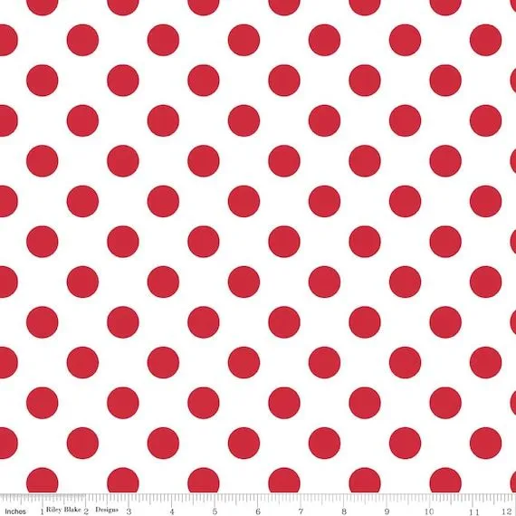 Medio punto rojo sobre fondo blanco: Riley por LemonTreeFabrics Medio punto rojo sobre fondo blanco: Riley por LemonTreeFabrics