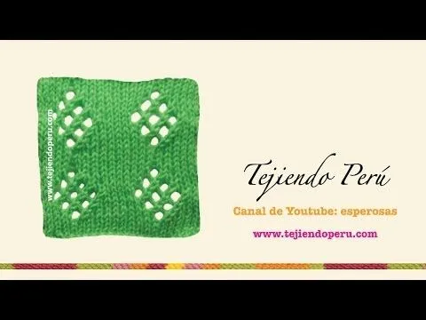 Punto rombo calado tejido en dos agujas o palillos - YouTube Punto rombo calado tejido en dos agujas o palillos - YouTube