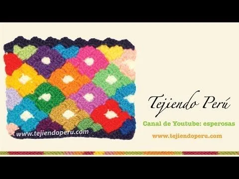 Punto rombos de colores tejido en crochet - YouTube Punto rombos de colores tejido en crochet - YouTube