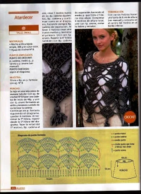 Puntos calados a crochet para ponchos - Imagui | Cosas para ...