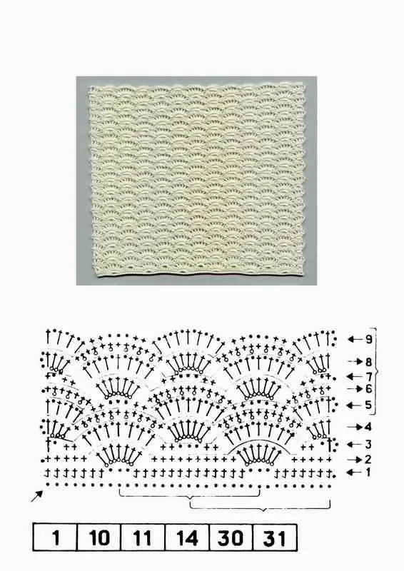 SOLO PUNTOS: Punto abanico crochet