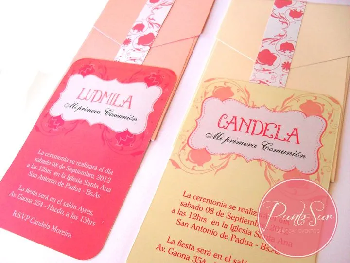 PuntoSur | Gráfica para Eventos: Tarjeta Comunión para nenas PuntoSur | Gráfica para Eventos: Tarjeta Comunión para nenas