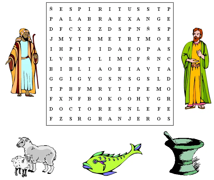 Sopa de letras para niños de la Biblia - Imagui