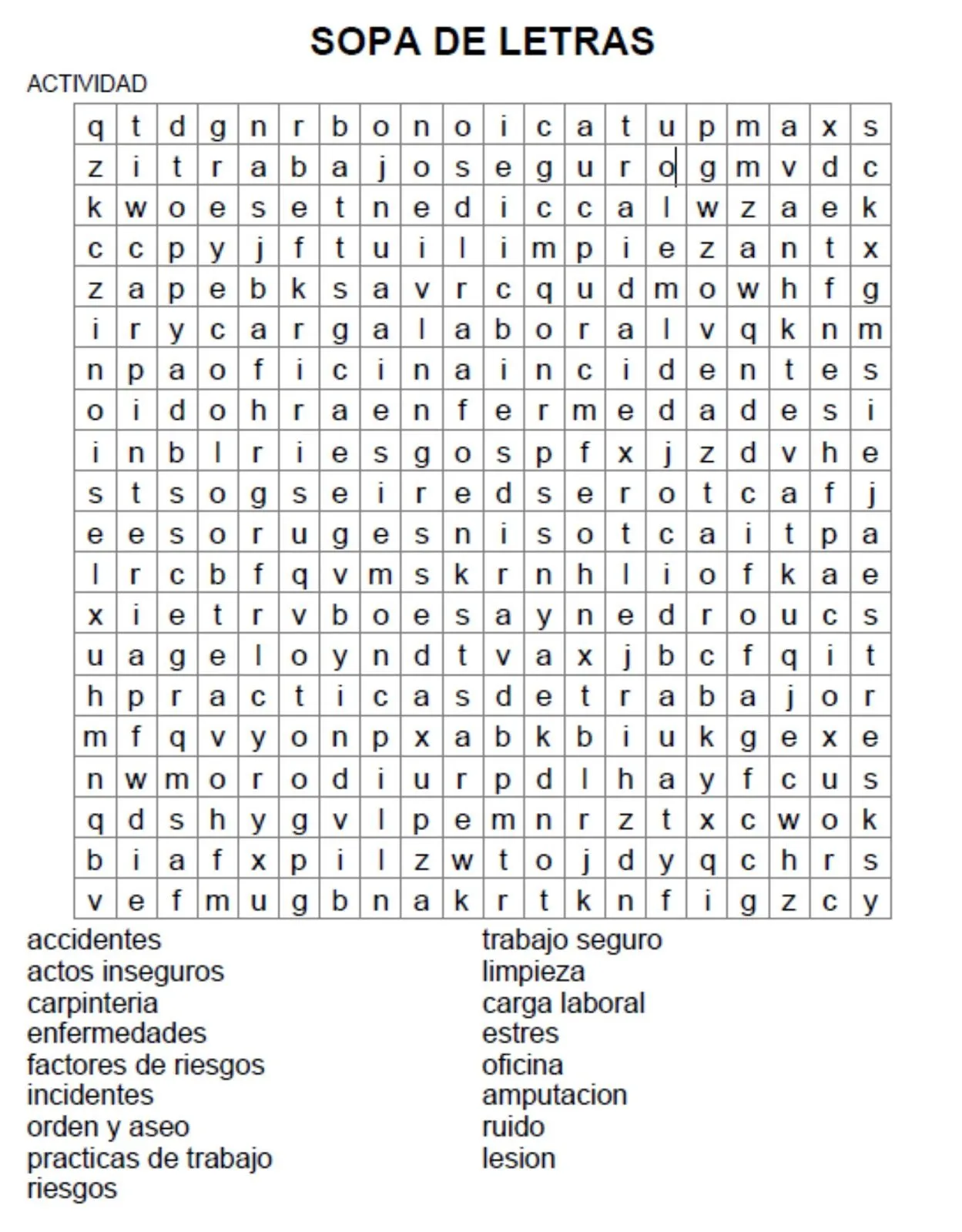Sopas de letra sobre el día del trabajador - Imagui Sopas de letra sobre el día del trabajador - Imagui