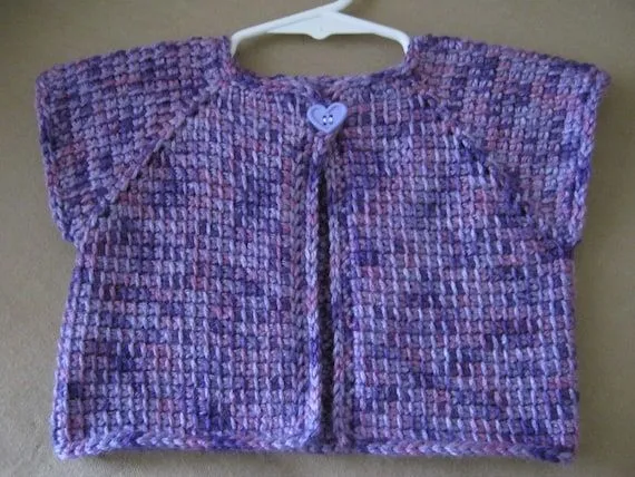 Púrpura niña bebé sin mangas Jersey ganchillo por ForBabyCreations