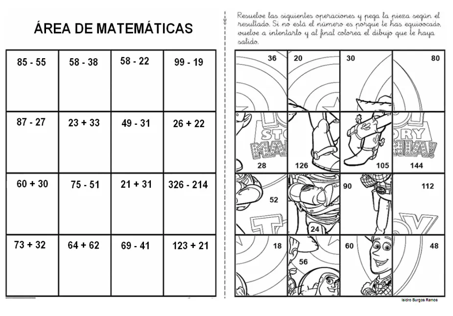 Puzzle matemático Toy Story | Blog de 1º de E.P. Colegio Vedruna ... Puzzle matemático Toy Story | Blog de 1º de E.P. Colegio Vedruna ...