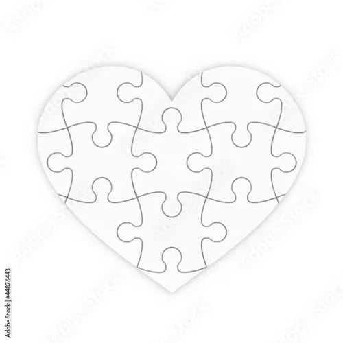 puzzle rompecabezas de un corazón aislado con trazado de recorte ...