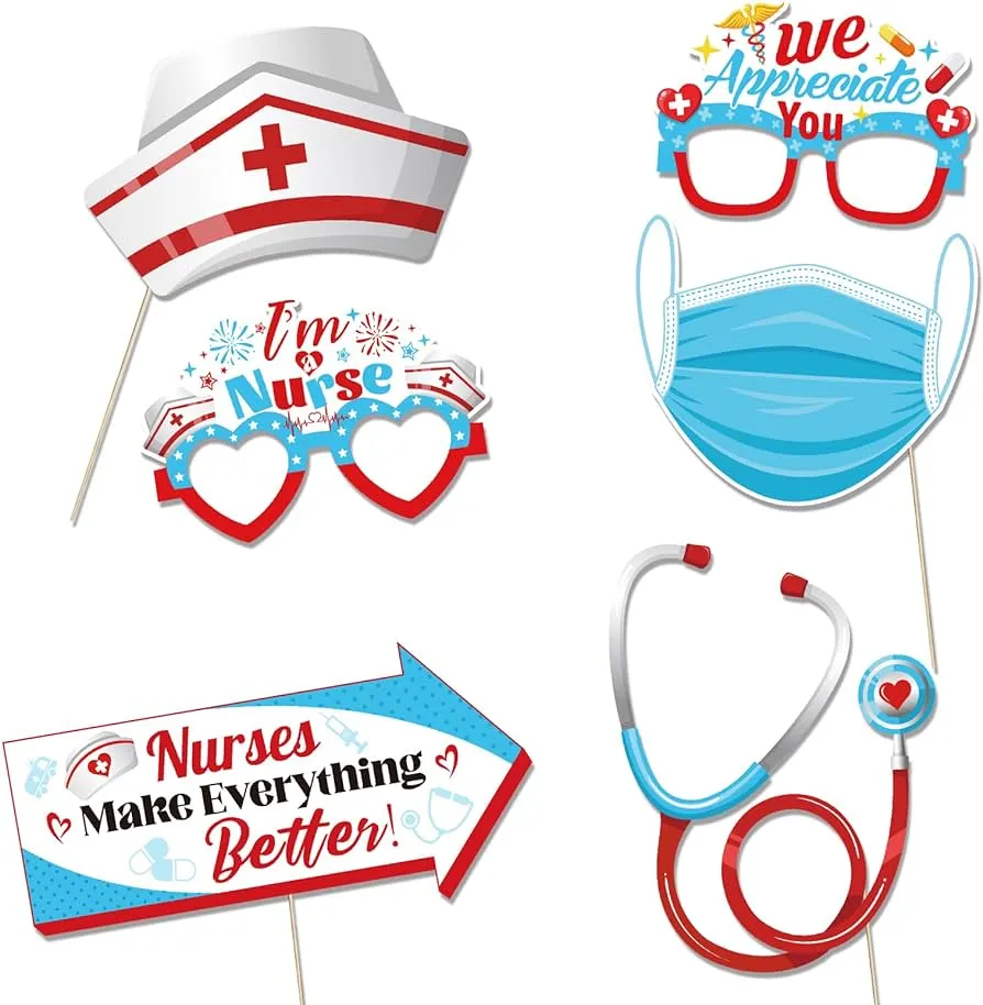 Qpout 32 piezas novedosas para el día de la enfermera, accesorios para fotos, semana de agradecimiento de la enfermera, semana nacional de enfermeras, decoración de fiesta médica 2023, decoración de fiesta de Qpout 32 piezas novedosas para el día de la enfermera, accesorios para fotos, semana de agradecimiento de la enfermera, semana nacional de enfermeras, decoración de fiesta médica 2023, decoración de fiesta de