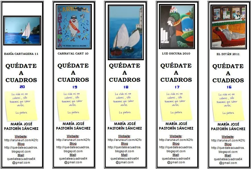 QUÉDATEACUADROS: MARCADORES DE LIBRO.