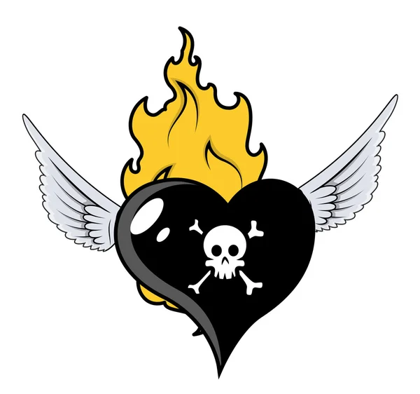 Quema y volando corazón negro - ilustración de dibujos animados ... Quema y volando corazón negro - ilustración de dibujos animados ...