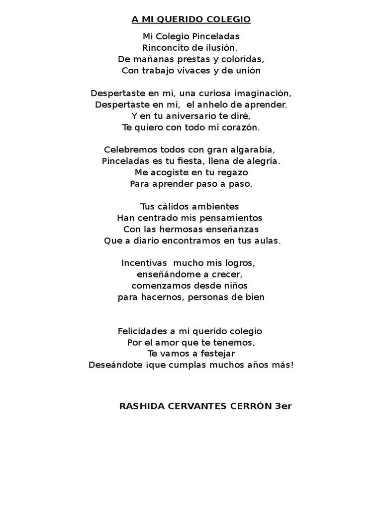 A Mi Querido Colegio - Poesia | PDF