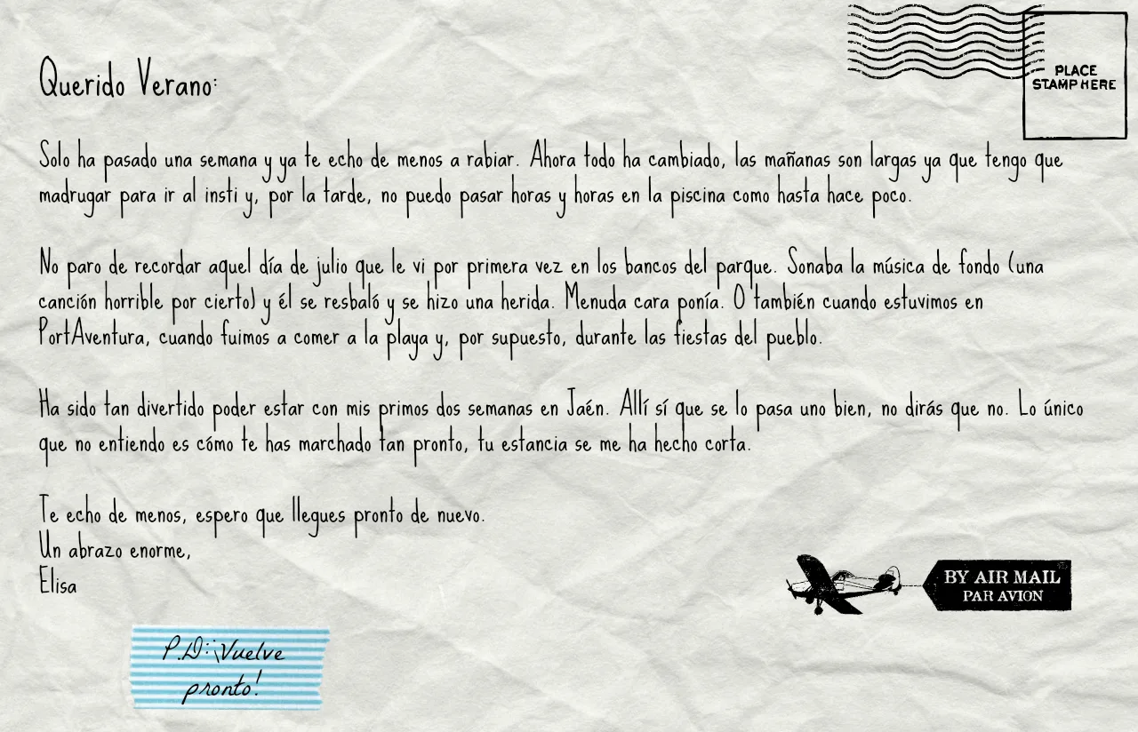 Querido verano. La carta | PaLaBraS AzuLeS Querido verano. La carta | PaLaBraS AzuLeS