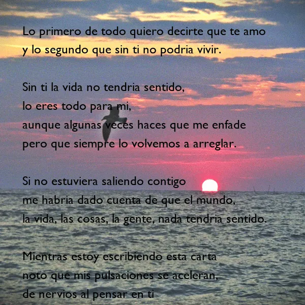 Lo primero de todo quiero decirte que te amo y lo segundo que sin ... Lo primero de todo quiero decirte que te amo y lo segundo que sin ...