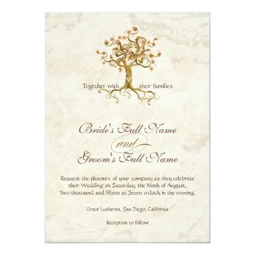 Las raíces del árbol del remolino Antiqued el Invitación 5" X 7 ...