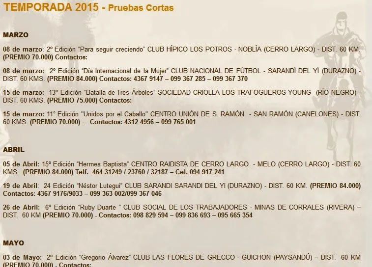 EL RAID: Calendario de las Pruebas Federadas de Enduro de Uruguay ... EL RAID: Calendario de las Pruebas Federadas de Enduro de Uruguay ...