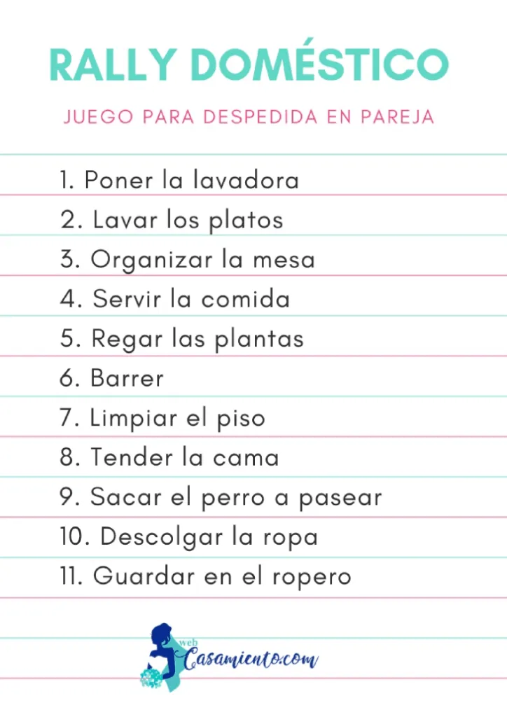 Rally doméstico | Juegos para despedida, Juegos despedida de soltera, Despedida de soltera