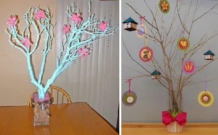Ramas de árbol como centros de mesa