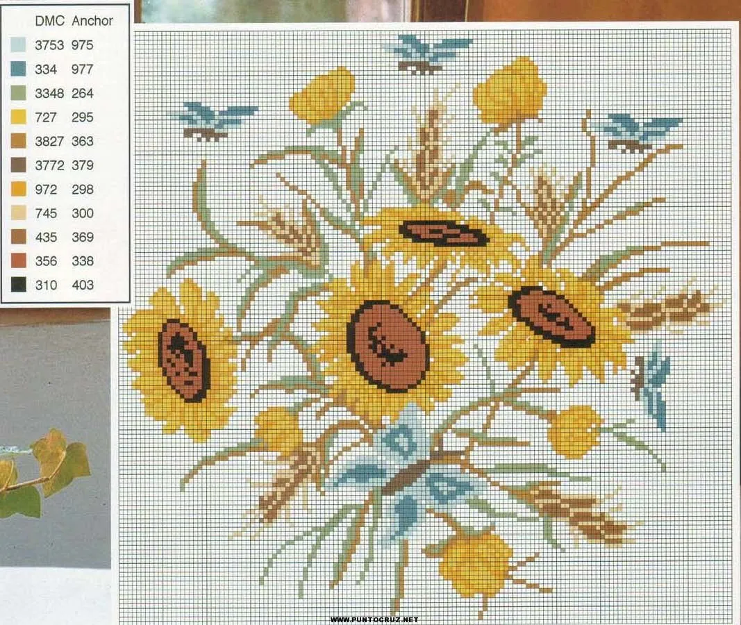 Ramo girasoles punto de cruz | Punto de cruz - Colección de ...