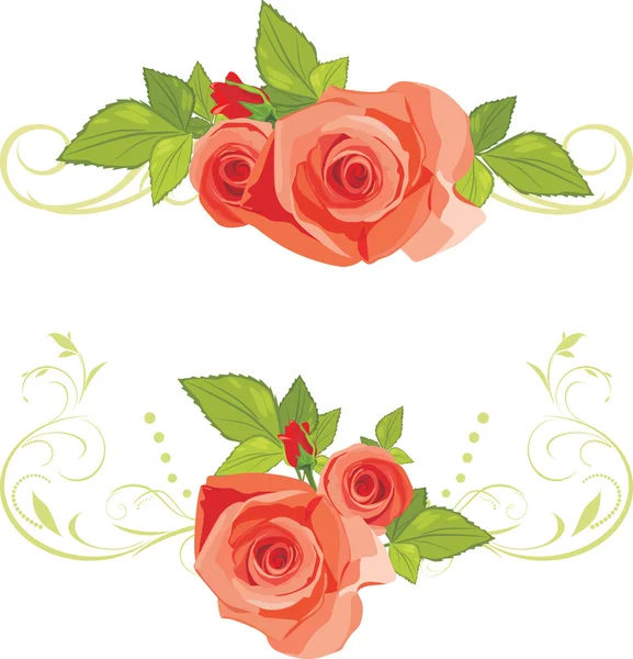 Ramos de rosas. bordes decorativos — Vector stock © teddy2007b ...