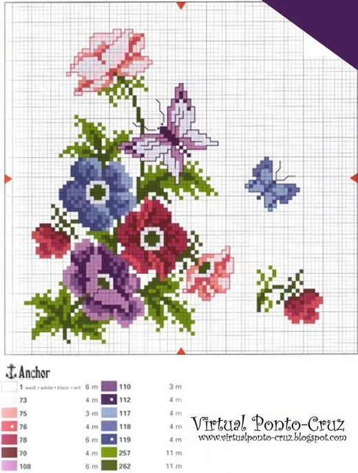Flores y rosas de punto de cruz - Imagui