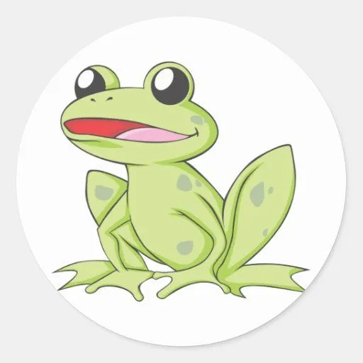 Rana de Bull verde del dibujo animado Etiqueta Redonda de Zazzle.