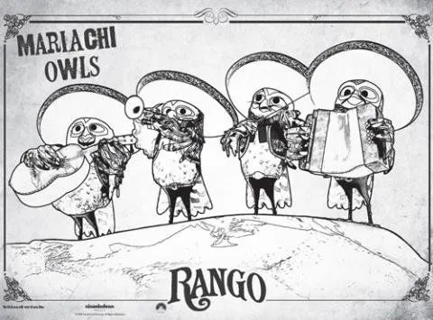 Rango: los buhos mariachis: Dibujos para colorear Rango: los buhos mariachis: Dibujos para colorear