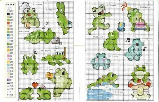 Ranitas en punto de cruz - Imagui