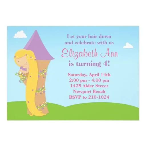 Invitaciones Del Cumpleaños Del Rapunzel | Invitaciones Del ...