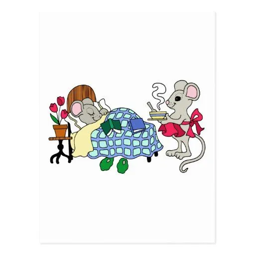 Ratón de la mamá que cuida para el niño enfermo postales de Zazzle.