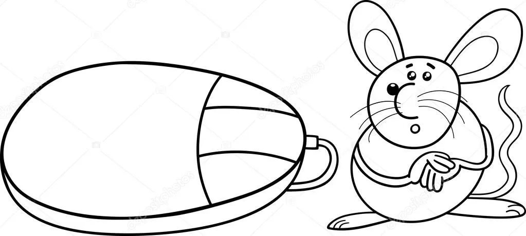 Ratón ordenador y real página para colorear — Vector stock ...