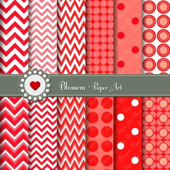 Rayado Puntos en Rojo Papeles Digitales para por blossompaperart Rayado Puntos en Rojo Papeles Digitales para por blossompaperart