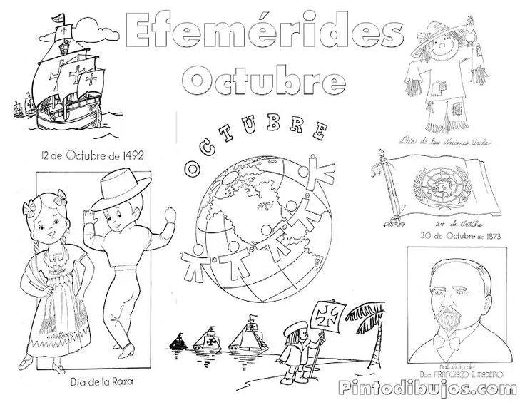 Efemérides Octubre para colorear | Dia de la Raza | Pinterest | Html