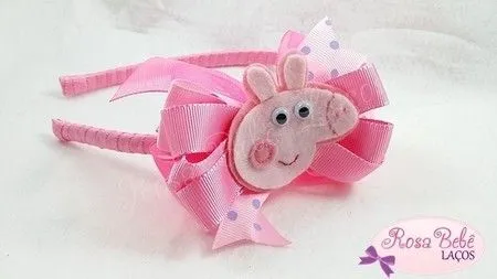 RBL348-{Tiara Peppa Pig (poá azul bebê)} | Moños | Pinterest ...