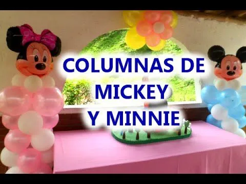 Realiza unas bellas Columnas de GLOBOS con motivo de Mickey y ...