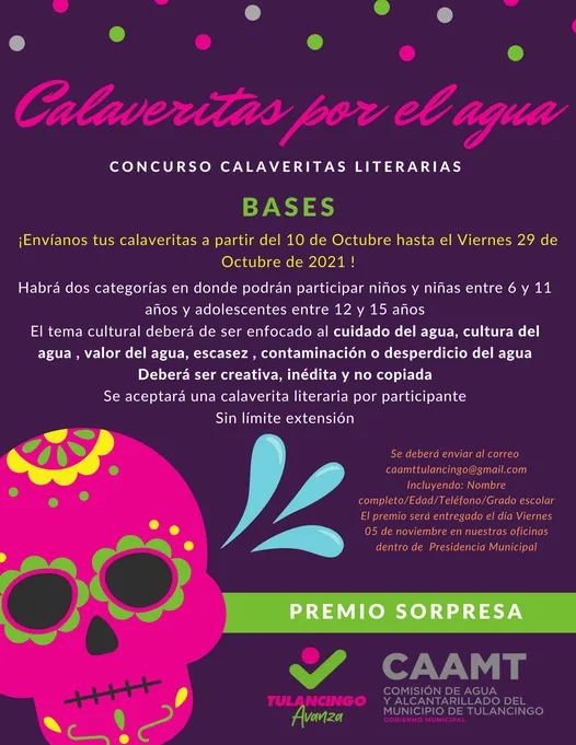 Realizarán concurso de calaveritas literarias por el agua – Portal Municipio de Tulancingo Realizarán concurso de calaveritas literarias por el agua – Portal Municipio de Tulancingo