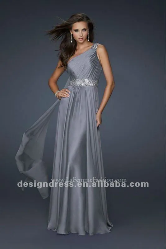 Rebordear hermoso de un hombro cóctel de gasa de seda vestido de ... Rebordear hermoso de un hombro cóctel de gasa de seda vestido de ...