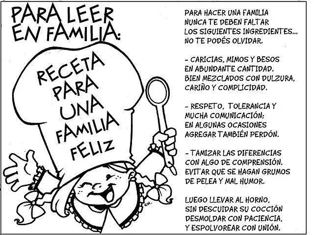 RECETA PARA UNA FAMILIA FELIZ | Leyendo leyendo, disfruto y aprendo