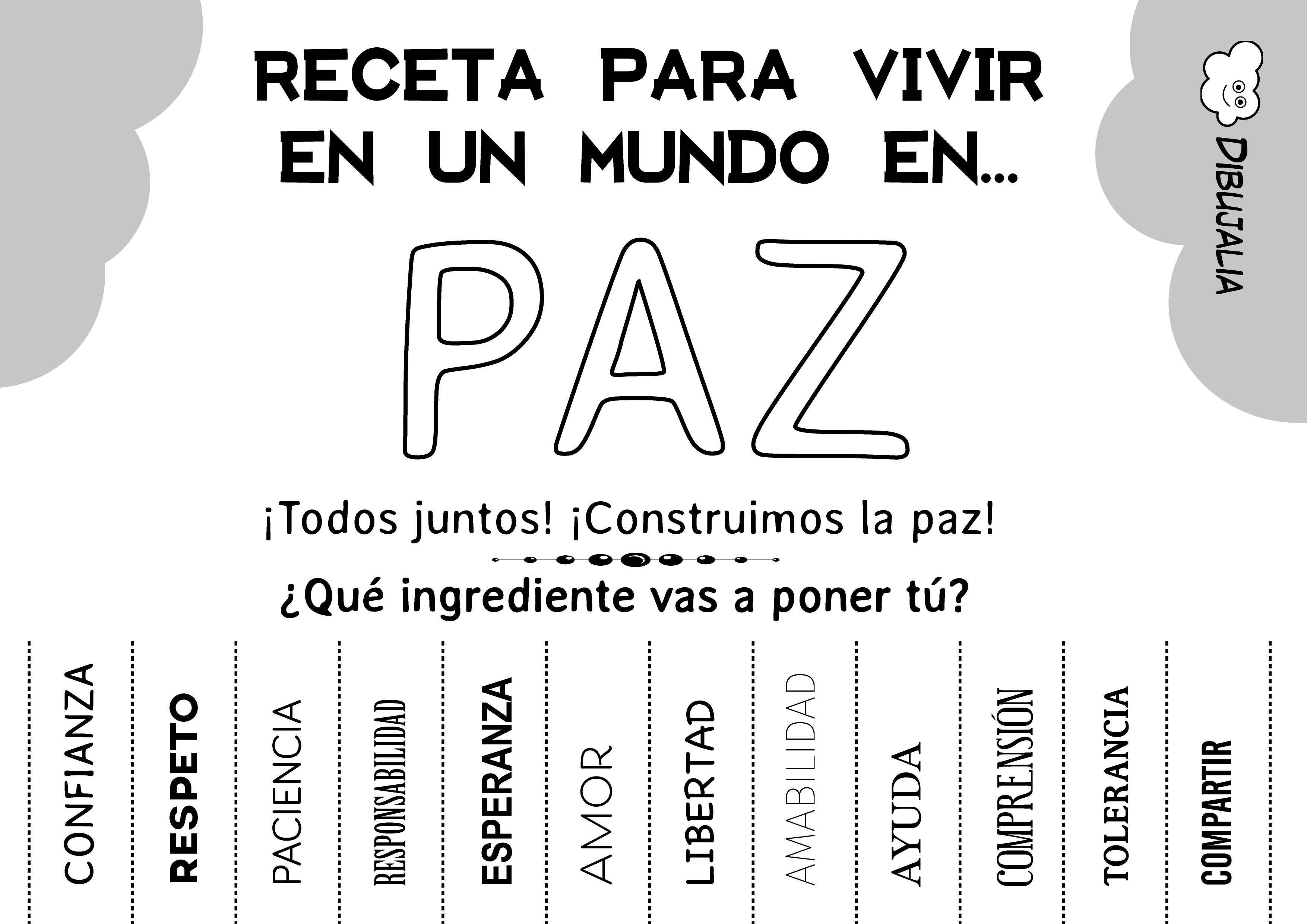 Receta para Un Mundo en Paz - Dibujalia