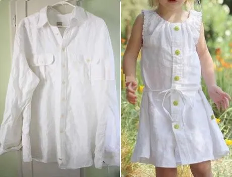 RECICLA DECORA TU HOGAR: VESTIDO DE NIÑA RECICLADO DE CAMISA