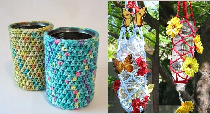 Tarros forrados crochet - Imagui
