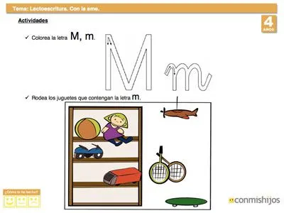 Reconocer la letra M. Lectoescritura para niños Reconocer la letra M. Lectoescritura para niños