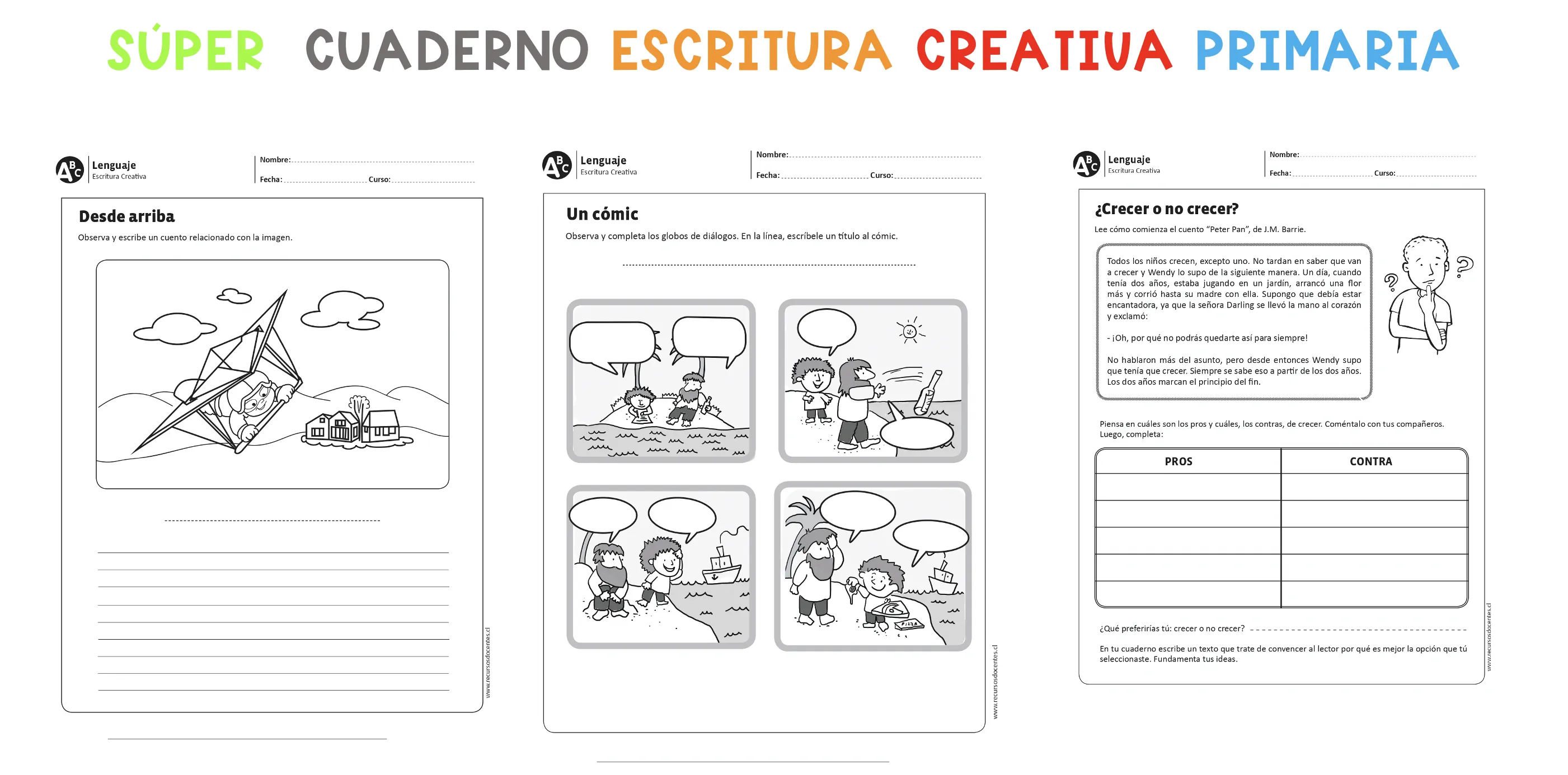 Recopilatorio de 75 fichas de escritura creativa para primaria pos ciclos Recopilatorio de 75 fichas de escritura creativa para primaria pos ciclos