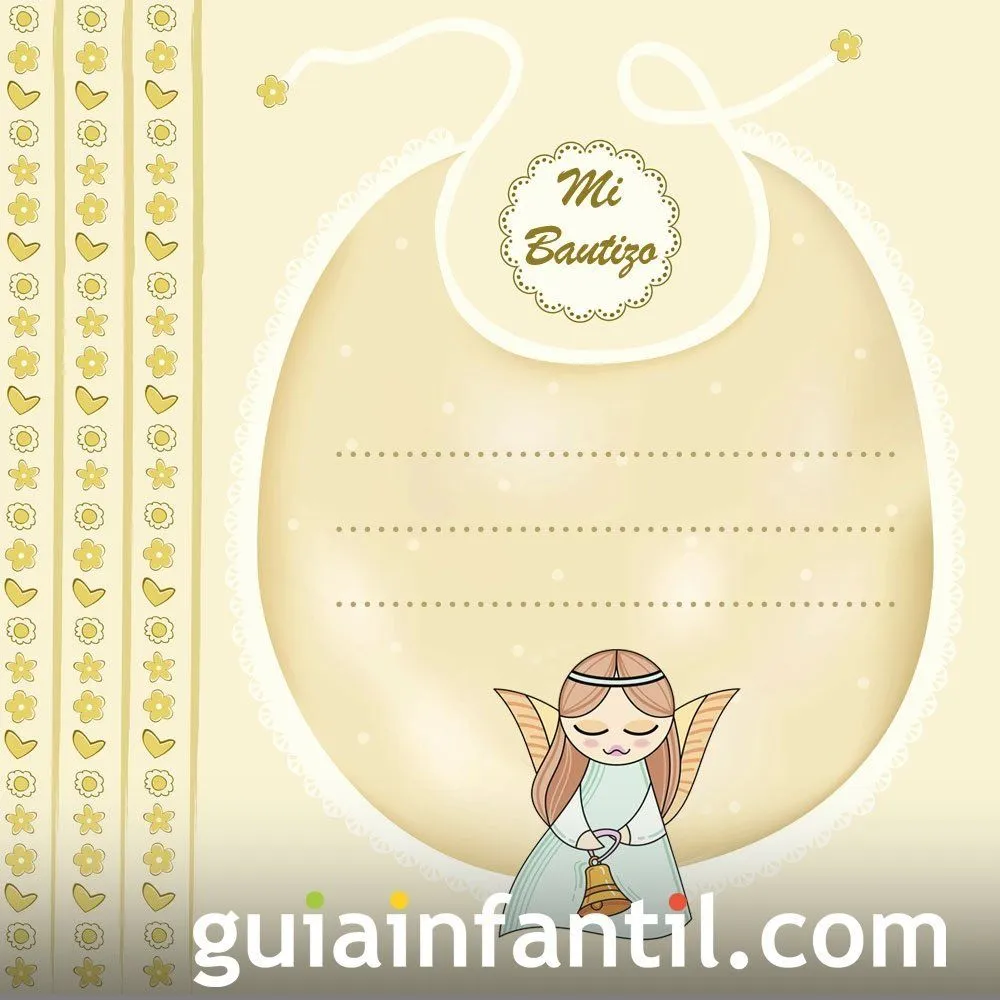 Recordatorio de Bautizo con angelito para el bebé
