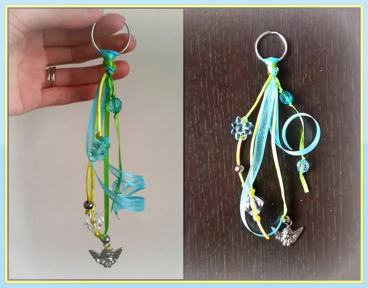 Recordatorio para Bautizo de niño. Llavero con listones largos ... Recordatorio para Bautizo de niño. Llavero con listones largos ...