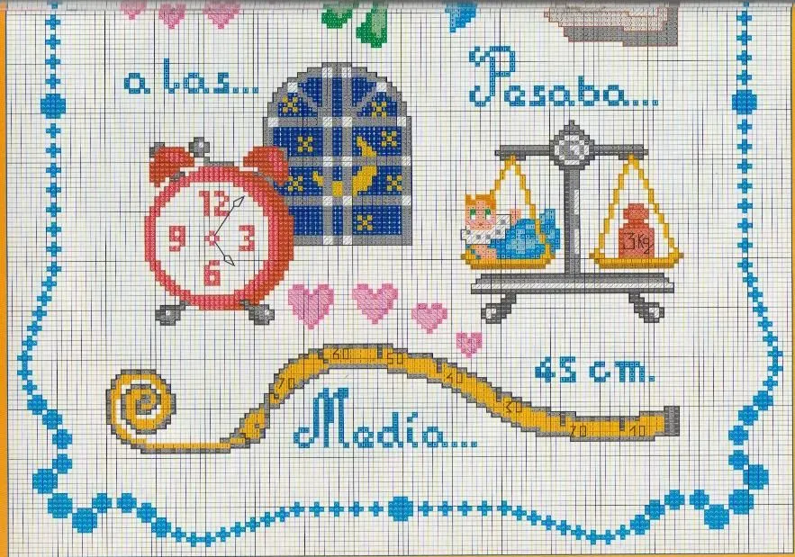 Recordatorio de nacimiento | laboresdeesther Punto de cruz gratis Recordatorio de nacimiento | laboresdeesther Punto de cruz gratis