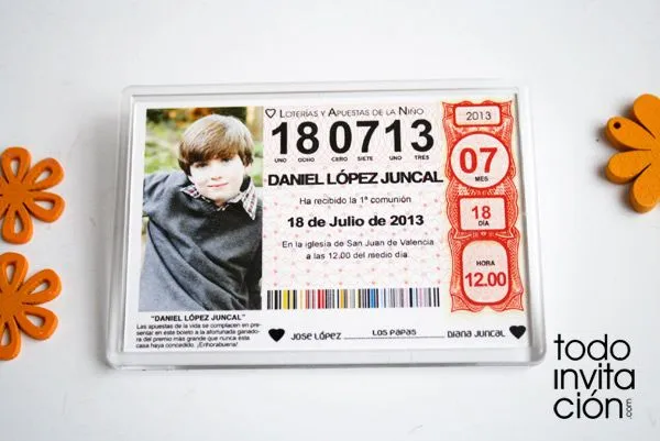 Recordatorios para comunión originales de imán - invitaciones y ...