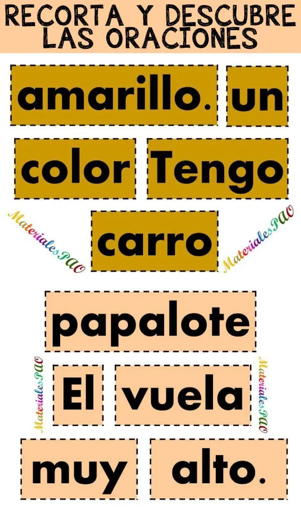 Recorta y Descubre la Oración | Materiales Educativos para Maestras Recorta y Descubre la Oración | Materiales Educativos para Maestras