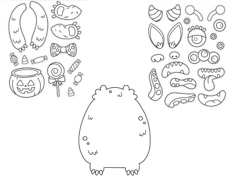 Recortable: monstruo de Halloween para colorear y jugar Recortable: monstruo de Halloween para colorear y jugar